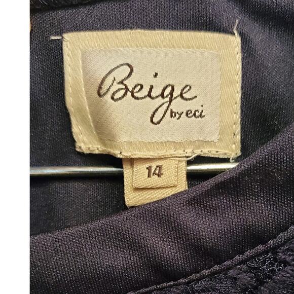 Beige by Eci Women's Royal Blue Dress w/ Lace Overlay Plus Size 14 - Picture 5 of 7